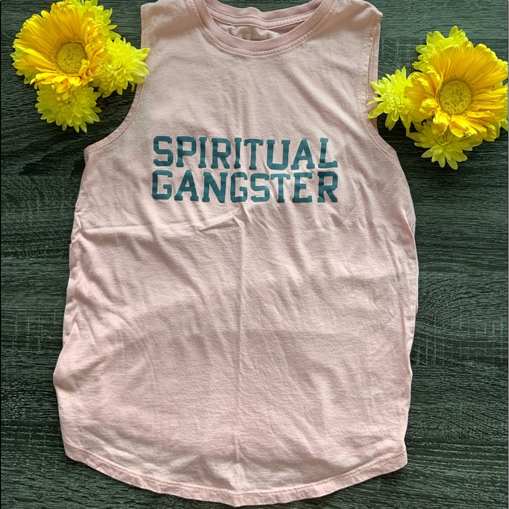 Spiritual Gangster pink tank top, size XS.